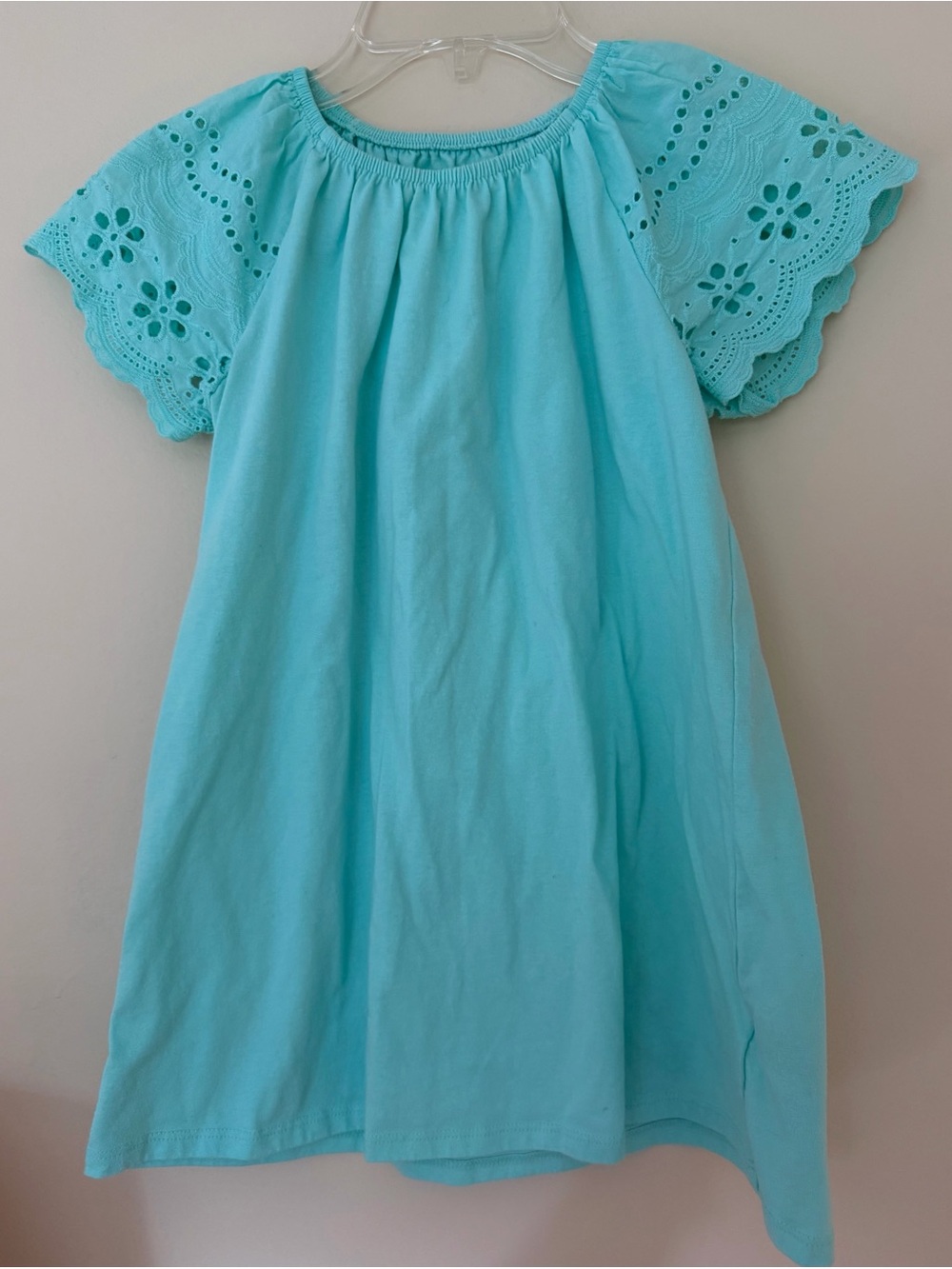 Girls' Aqua Eyelet Sleeve Summer top